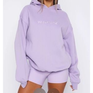 Lavender White Fox Hoodie with Embroidered Logo